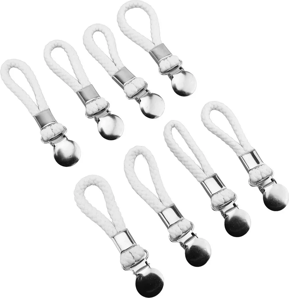 8 Stück Geschirrtuch Clips mit Schleife rostfrei weiß für Küche Bad