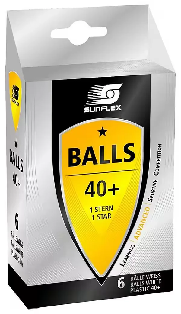 SUNFLEX Tischtennisball 40+ weiß 1 Stern Trainingsball