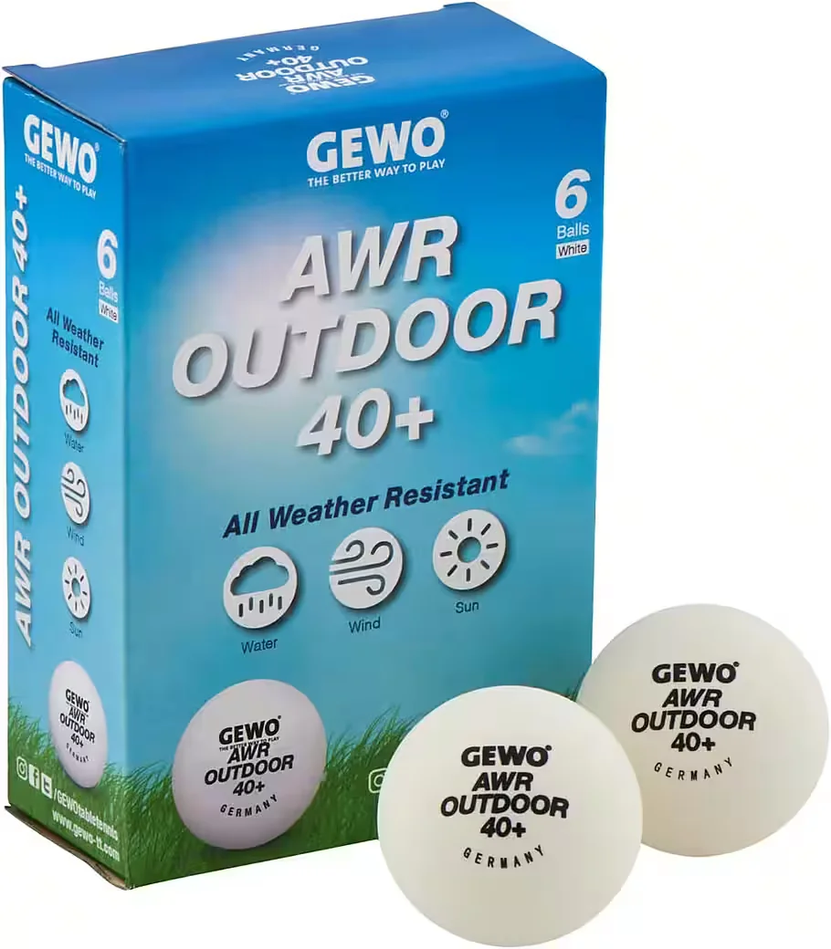 GEWO Tischtennisbälle Outdoor AWR 40+, weiß, 6er Pack
