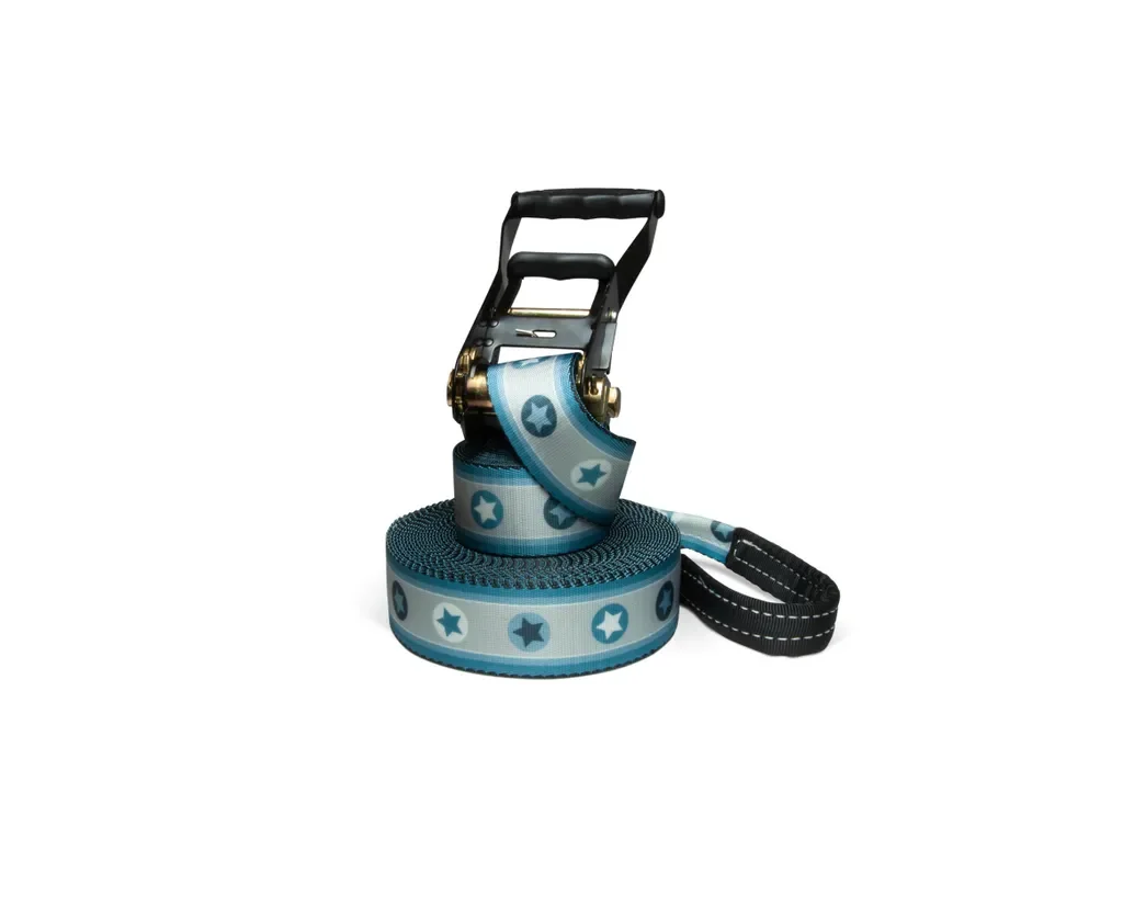 Blue Stars Slackline Set 15 m mit Halteseil und Leinenbeutel