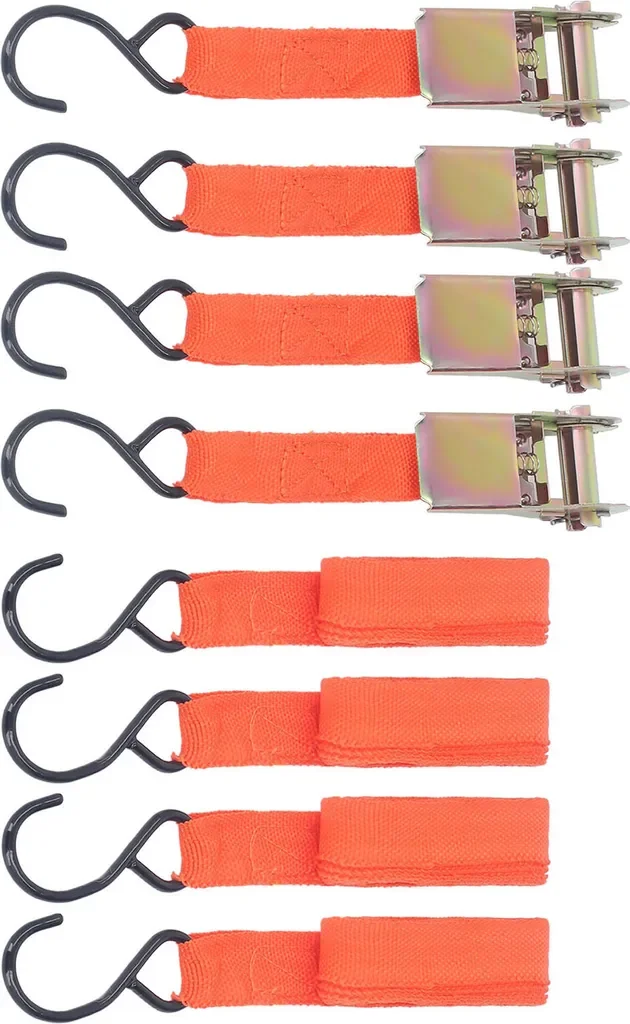 Zurrgurte mit Ratsche 4er Set Motorrad Auto 15 in x 25 mm Orange